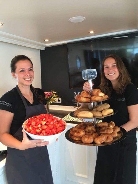 Crew presents breakfast